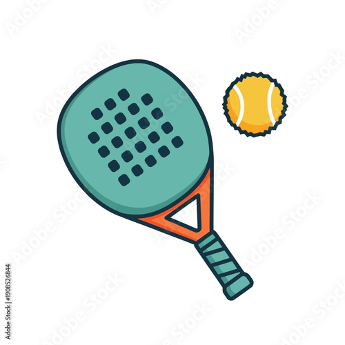 Padel racket and ball, sports equipment, active lifestyle, outdoor recreation, fitness