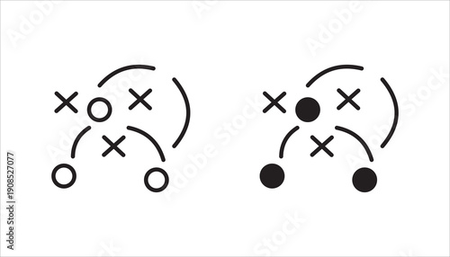 soccer tactics icon set,  game success strategy in football, scheme play, vector illustration on white background.