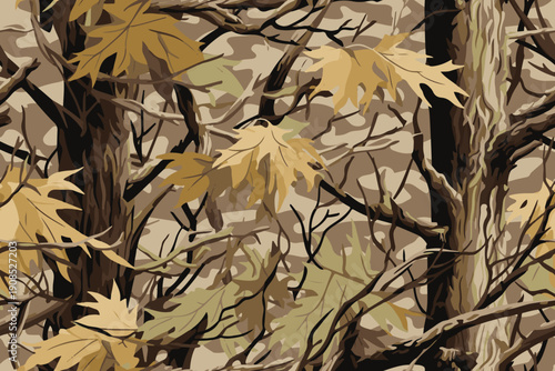 Realistic Tree Hunting Camouflage Pattern. Digital Camo. Oak tree bark camouflage background. 