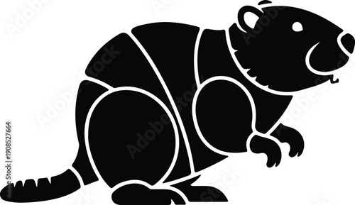 silhouette cheerful beaver animal illustration graphic design vector design