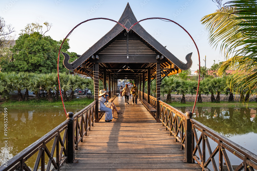 Fototapeta premium Siem Reap, Cambodia – Bridge over Siem Reap River
