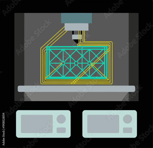 Micro lattice print proc showcases a 3D printed lattice structure. Precise robotic arm deposits material, highlighting advanced manufacturing and intricate design. Modern, technical.