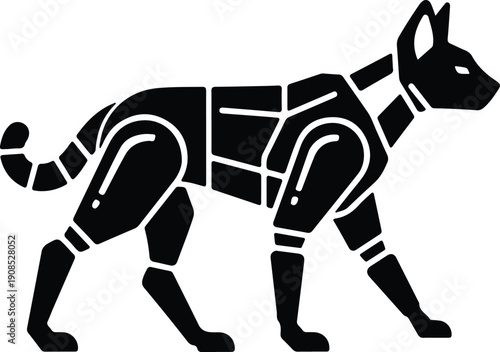 silhouette robotic dog walking profile clean abstract vector design