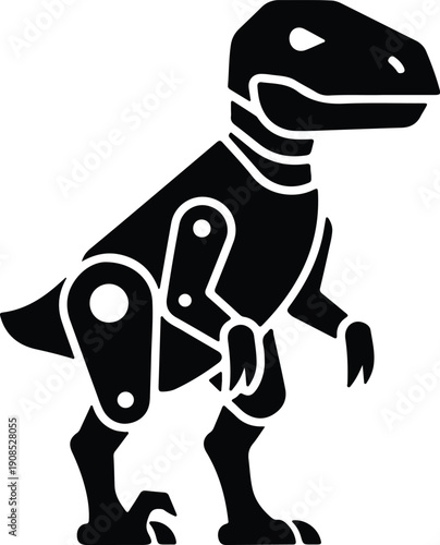silhouette robotic dinosaur standing prehistoric creature machine cyborg vector design