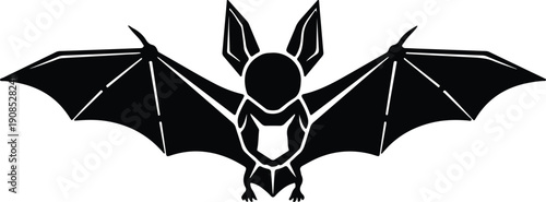 silhouette stylized bat with wings spread wide vector design