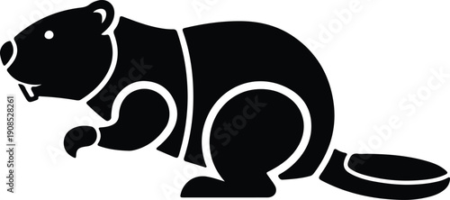 silhouette stylized beaver animal wild nature mammal vector design