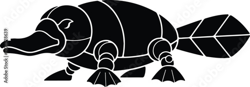 silhouette stylized platypus animal wildlife Australian creature vector design