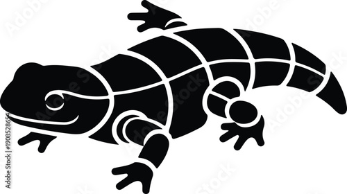 silhouette stylized reptile isolated on white clean vector design