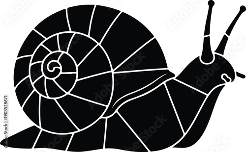 silhouette stylized snail crawling slowly on white background vector design