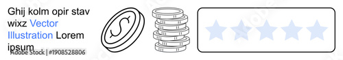 Financial analysis, customer ratings, wealth management, blockchain concepts, service reviews, user feedback. ion of coins and a 5-star rating. Finance and customer ratings concepts