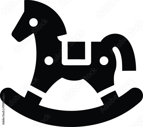 rocking horse silhouette vector illustration on transparent background