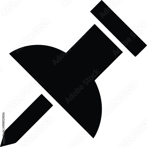 push pin silhouette vector illustration on transparent background