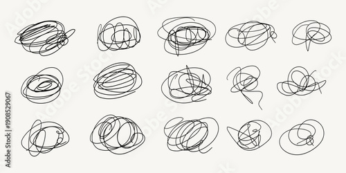Abstract scribble circles vector set. Pen hand drawn emphasis elements. messy hand drawn round circle elements. Vector illustration
