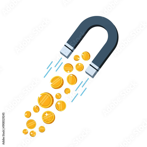 Magnet Attracting Gold Coins