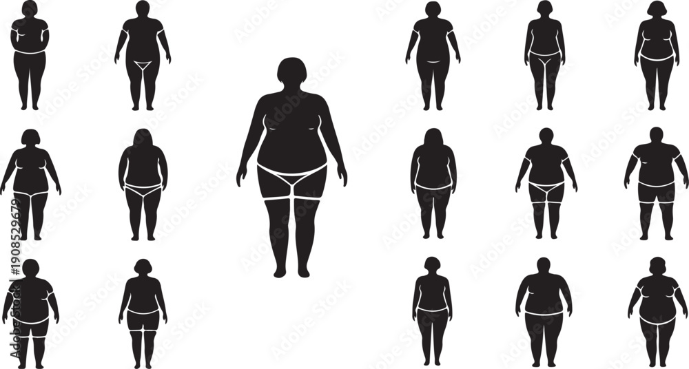 Fototapeta premium A diverse group of people with varying body types and sizes.