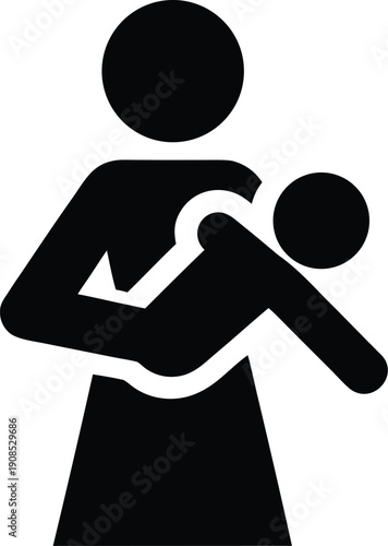 mother holding baby silhouette vector illustration on transparent background