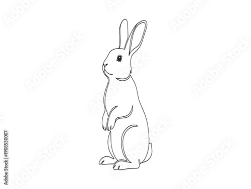 A cute cartoon rabbit standing on its hind legs with big ears