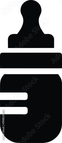 baby bottle silhouette vector illustration on transparent background