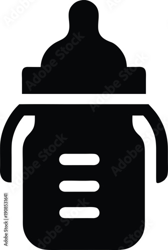 baby bottle silhouette vector illustration on transparent background