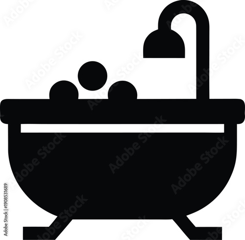 baby bath tub silhouette vector illustration on transparent background