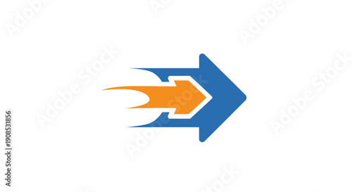 Blue and orange arrow icon symbol.
