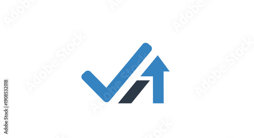 Blue Checkmark and Arrow Logo Design.