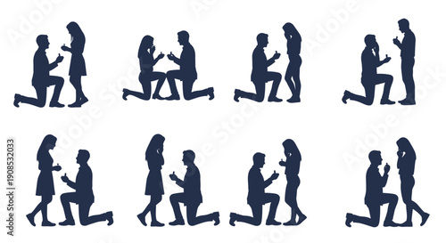 A series of dark blue silhouettes depicting people kneeling in various poses suggesting prayer or reverence high quality professional