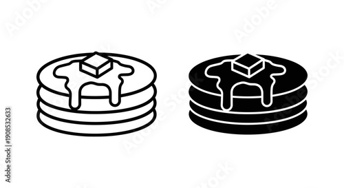 Delicious Pancakes Icon with Butter and Syrup, Perfect for Breakfast Menus and Morning Meal Concepts.