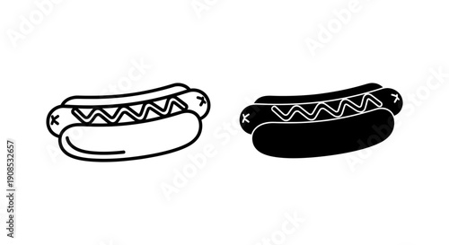 Tasty Hot Dog Icon with Sauce, Ideal for Fast Food Branding and Casual Dining Concepts.