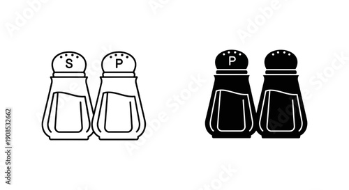 Classic Salt and Pepper Shakers Icon, Perfect for Restaurant Menus, Kitchen, and Dining Concepts.