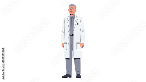 Doctor Illustration: Senior Healthcare Professional in White Coat