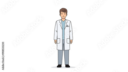 Doctor in White Lab Coat Illustration, Healthcare Professional Character