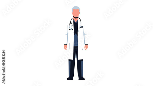 Doctor with Stethoscope, Medical Professional, Healthcare Team Illustration