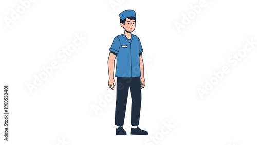 Medical Staff Character Illustration: Doctor or Nurse in Uniform