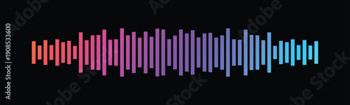 фотографія Vibrant sound wave graphic with colorful bars on black background