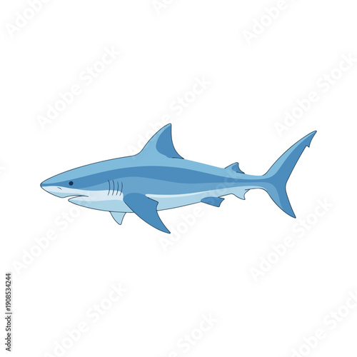 Cartoon style blue shark vector illustration
