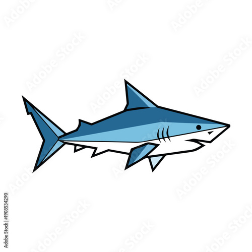 Cartoon Blue Shark Vector Illustration Simple Mascot Design