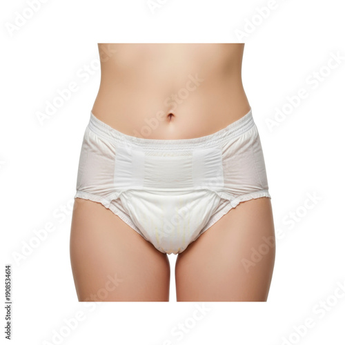 Adult diaper on a person's lower body