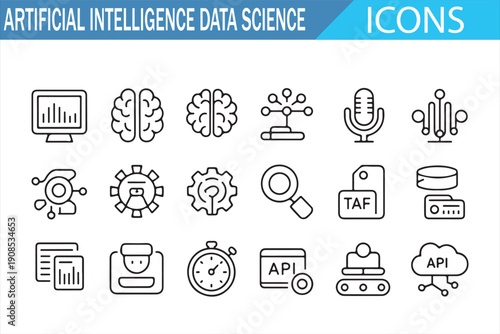 Future technology artificial intelligence icons