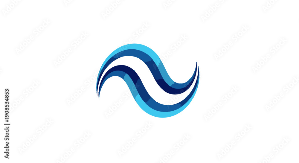 Obraz premium Dynamic Blue Abstract Wave Logo Design on Isolated White Background