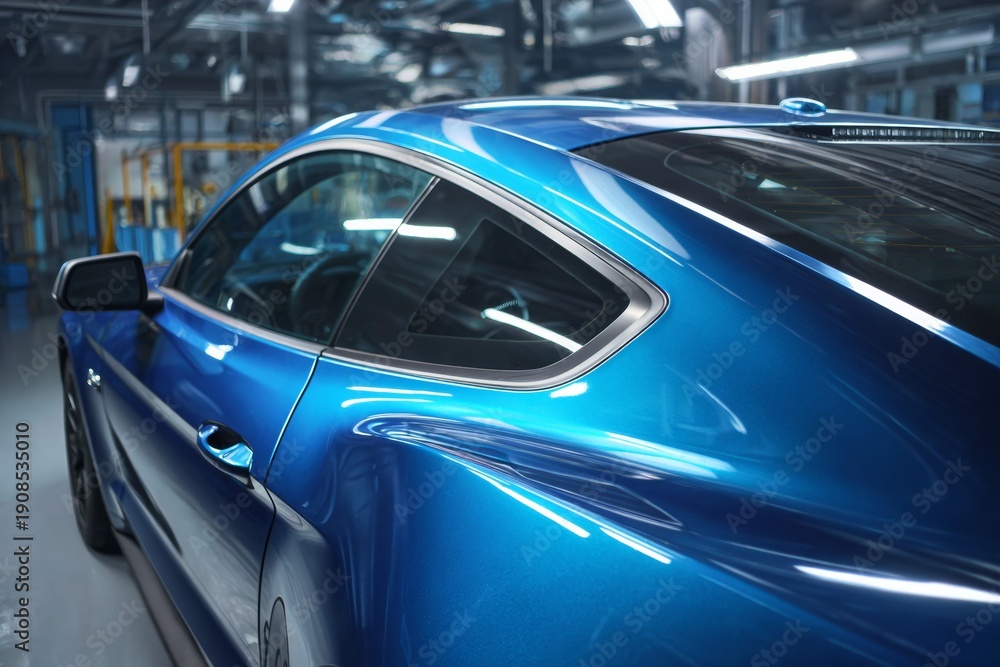 Fototapeta premium High Performance Vehicle Window Tint for Heat Reduction and UV Protection in Automotive Detailing at a Workshop