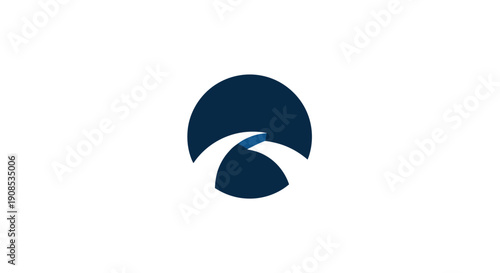 Obraz na plátně Abstract Dark Blue Semi-Circle or Wave Logo on Isolated White Background