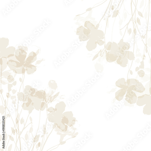Delicate vector pattern wild flowers botanical background