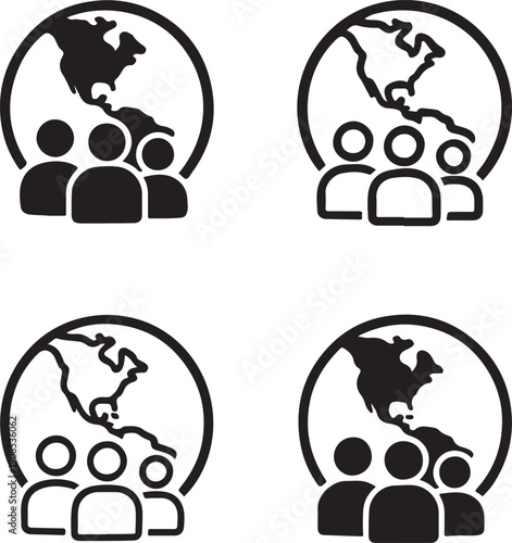 Global Community: Illustrative portrayal of interconnectedness, depicting the unity of people across continents. Featuring minimalist depictions of human figures against a global backdrop.
