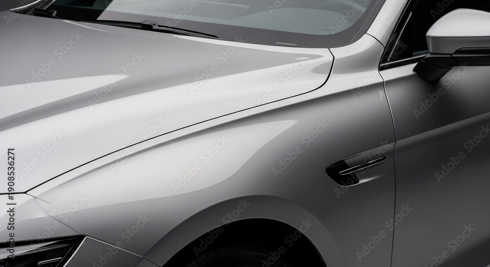 Fototapeta premium Sleek Silver Car Exterior Modern Design and Automotive Elegance.