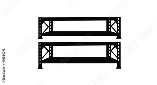 Black shelving units depicted in a striking flat silhouette