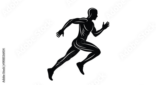 Dynamic running figure captured in a striking black silhouette