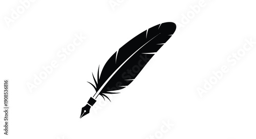 A striking black feather and nib pen detailed silhouette