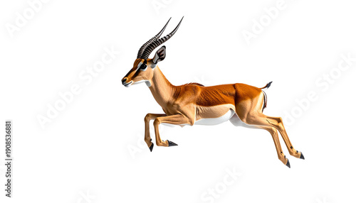 Wallpaper Mural A graceful Thomson's gazelle captured mid-leap, showcasing its agility and speed. This dynamic portrait of the African antelope is isolated on a transparent background for versatile use. Torontodigital.ca