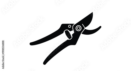 Black pruning shears presented in a striking graphic silhouette